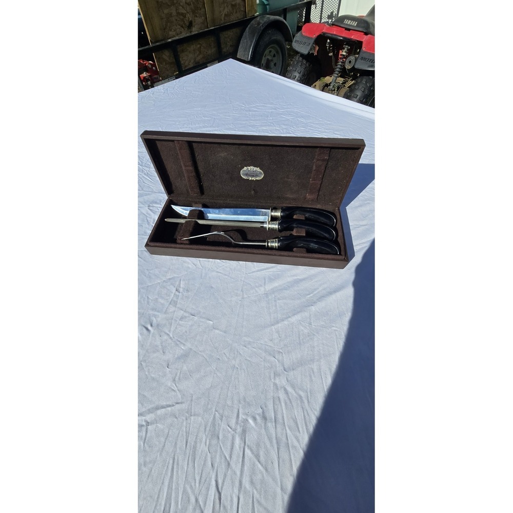 vintage Flint Hollow Ground Cutlery carving set with Bakelite handles